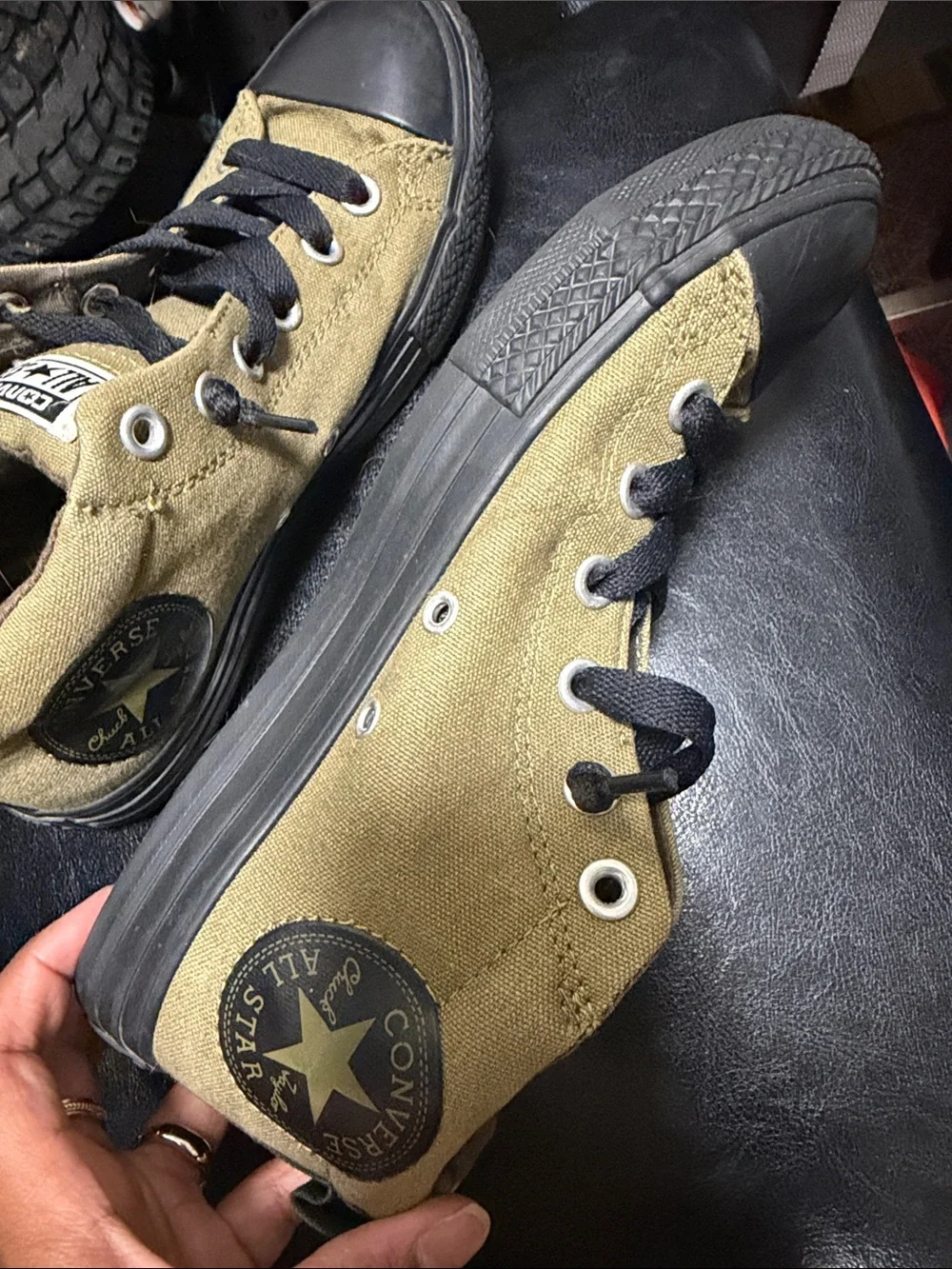 Converse Kids Olive Green and Black Sneakers